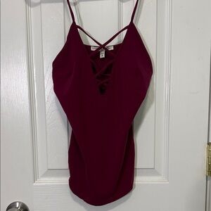Express Deep Burgundy Camisole with Strappy Detail